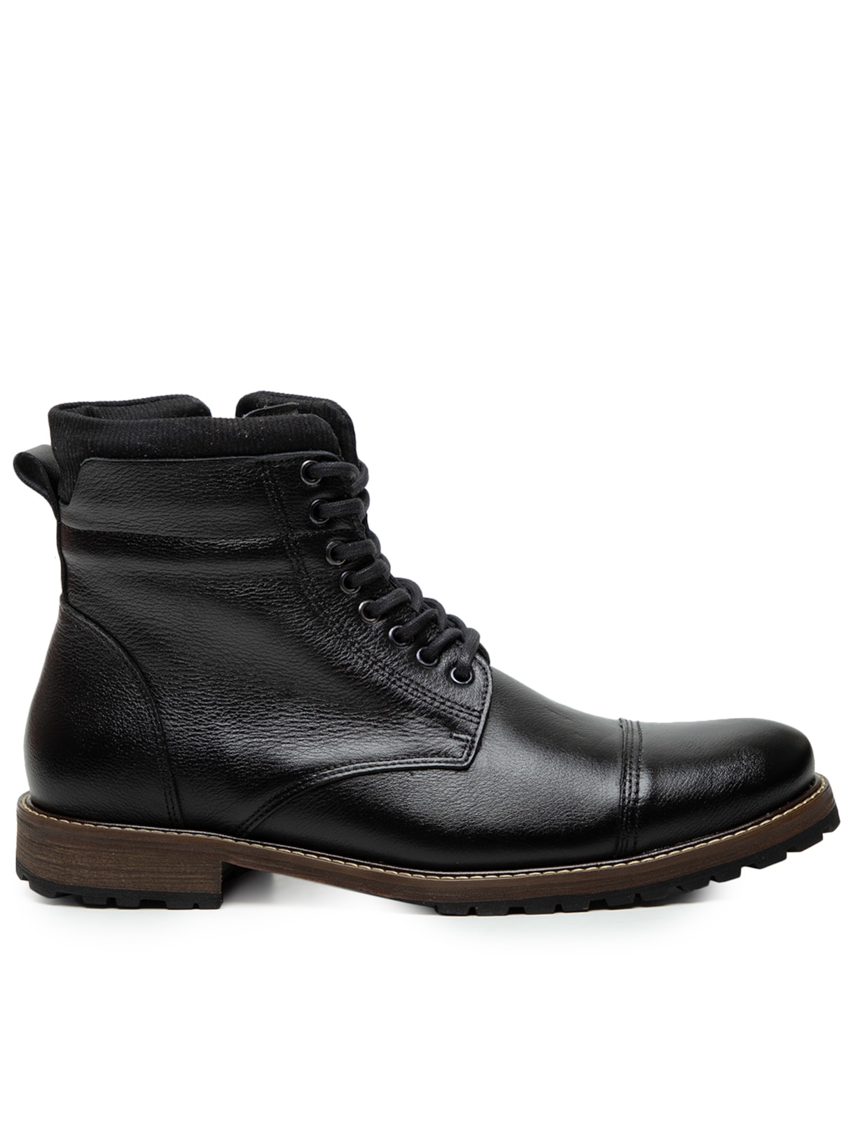 Bota Masculina Coturno Couro - Preto