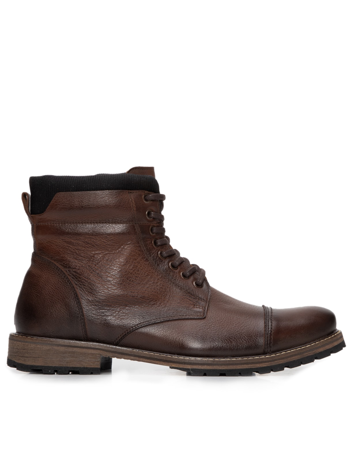 Bota Masculina Couro Zíper Lateral - Marrom