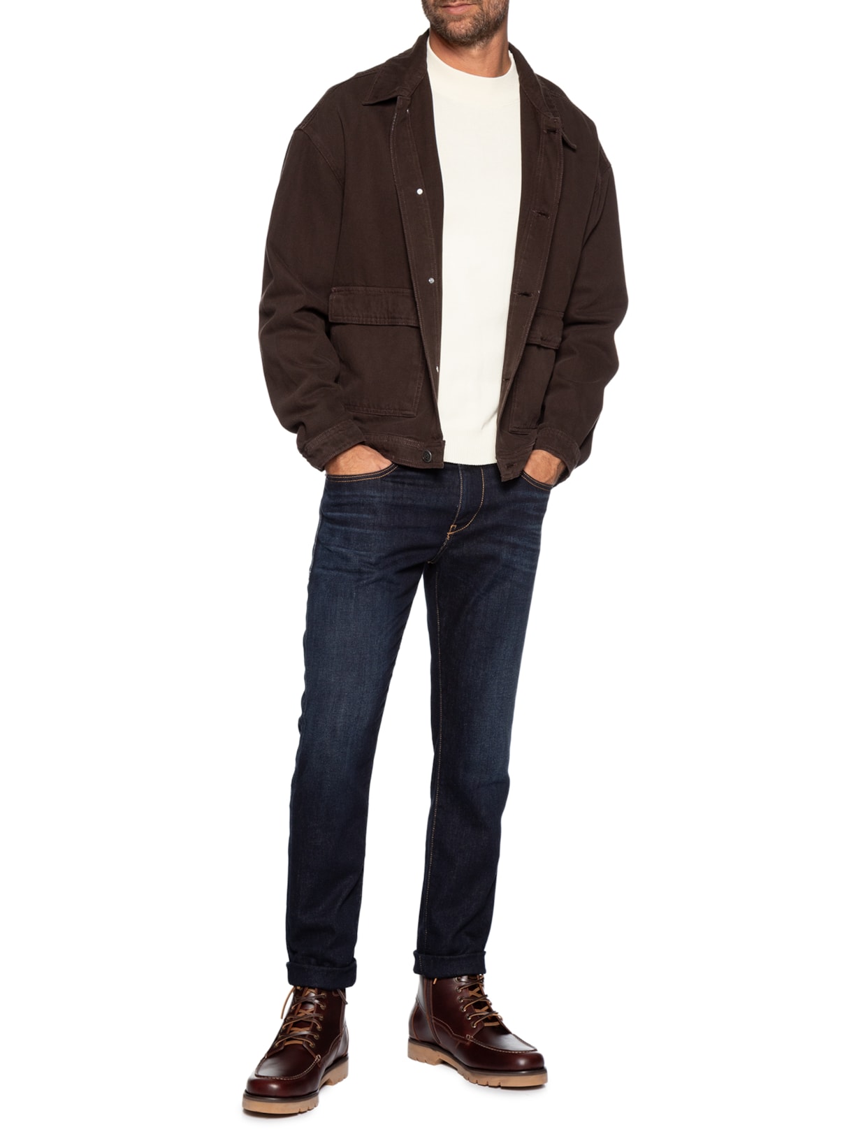 Bota Masculina Moc Toe Em Couro Legitimo Marrom '2 Essential