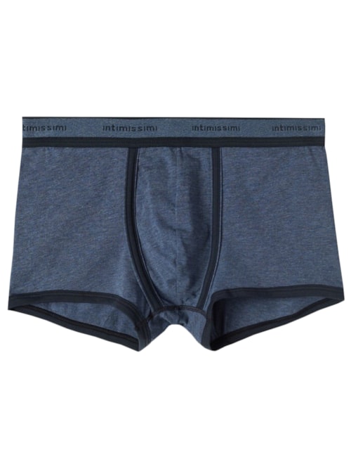 Boxer Em Algodão Supima® Elasticizado Com Logotipo - Azul