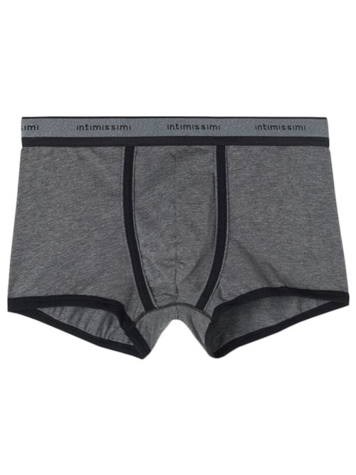 Boxer Em Algodão Supima® Elasticizado Com Logotipo - Cinza