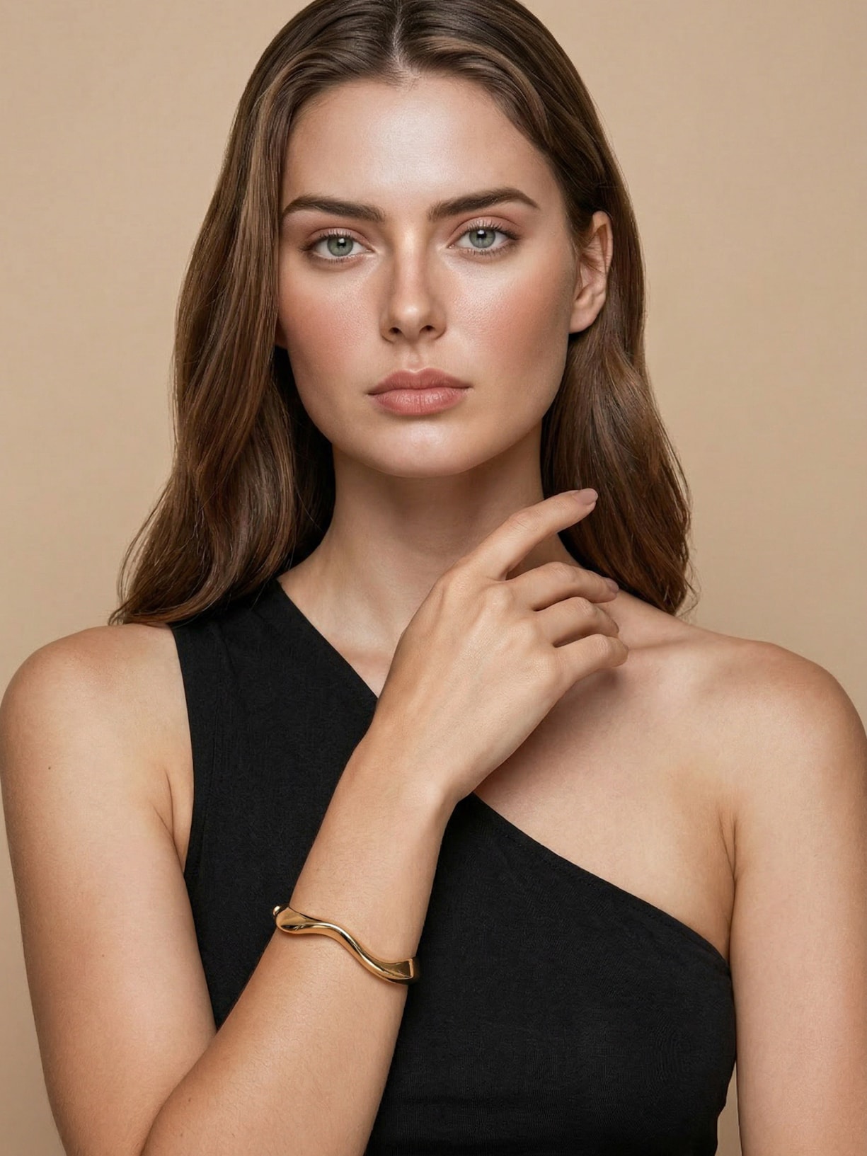 Bracelete Feminino Abstrato Dourado Basiq