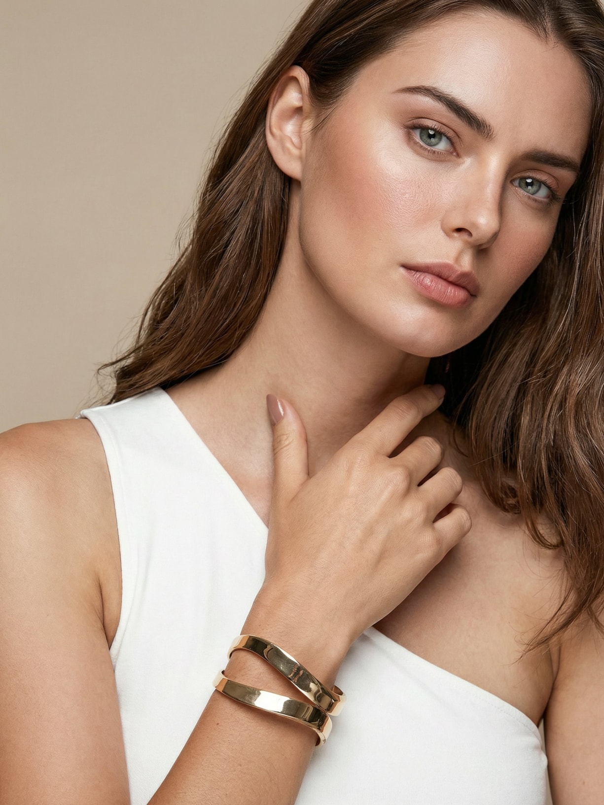 Bracelete Feminino Efeito Duplo Dourado Basiq