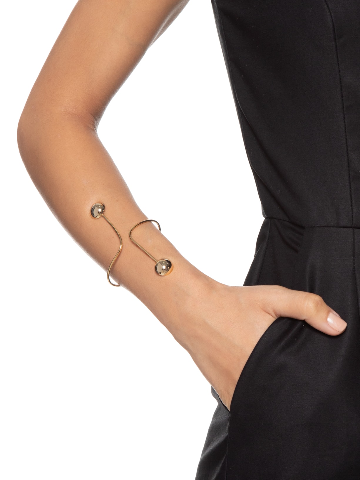 Bracelete Feminino Geométrico Com Detalhes Redondos Dourado  Market 33