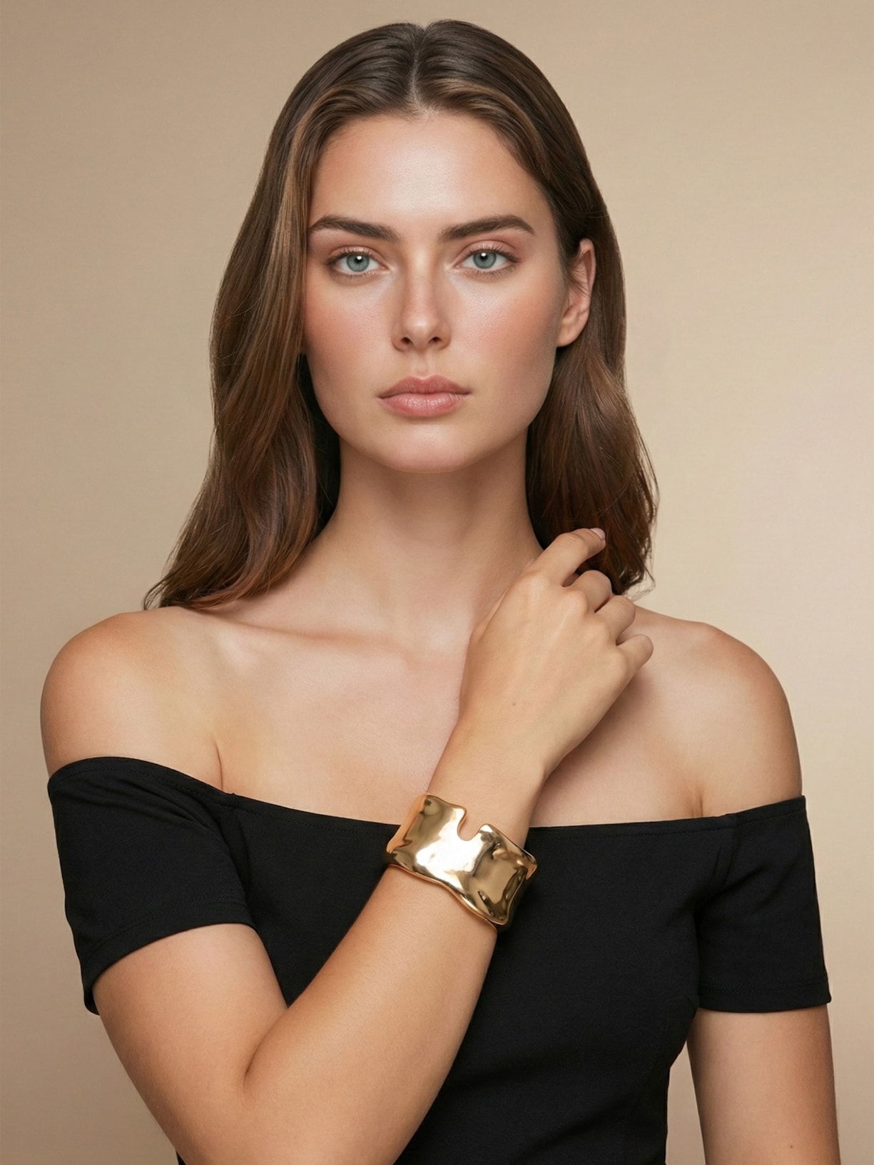 Bracelete Feminino Maxi Orgânico Dourado '2Essential