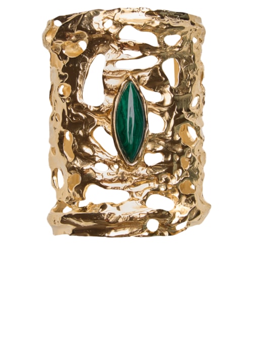 Bracelete Feminino Pilares Malaquita - Dourada