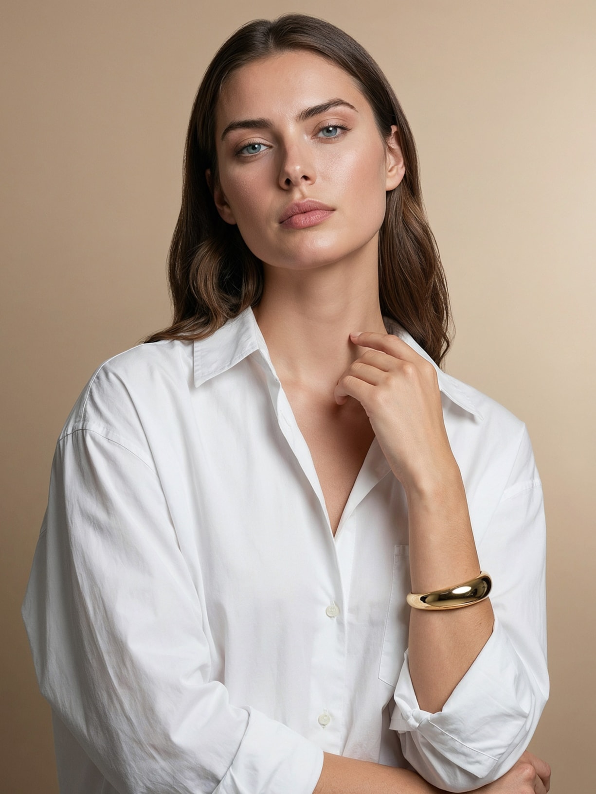 Bracelete Feminino Redondo  Dourado Basiq