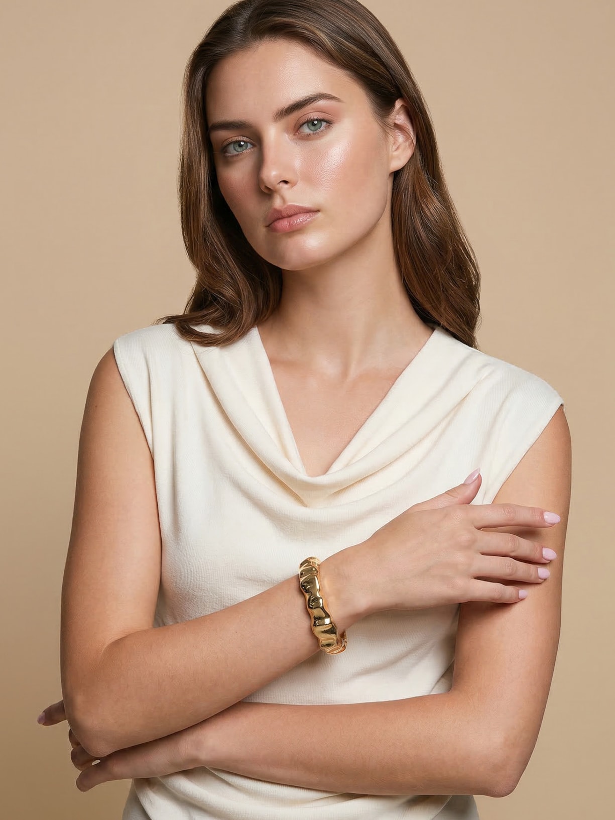 Bracelete Feminino Texturizado Dourado '2Essential