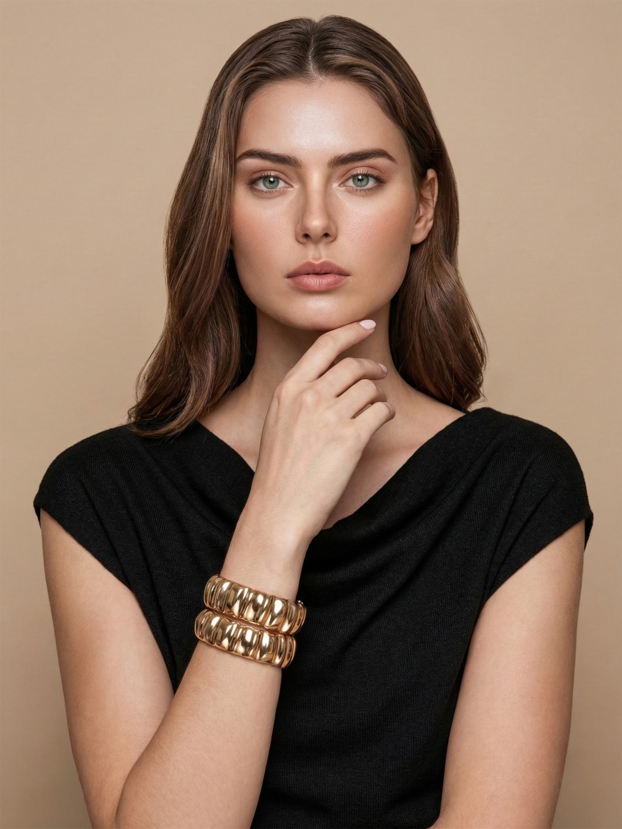 Bracelete Feminino Texturizado Dourado '2Essential