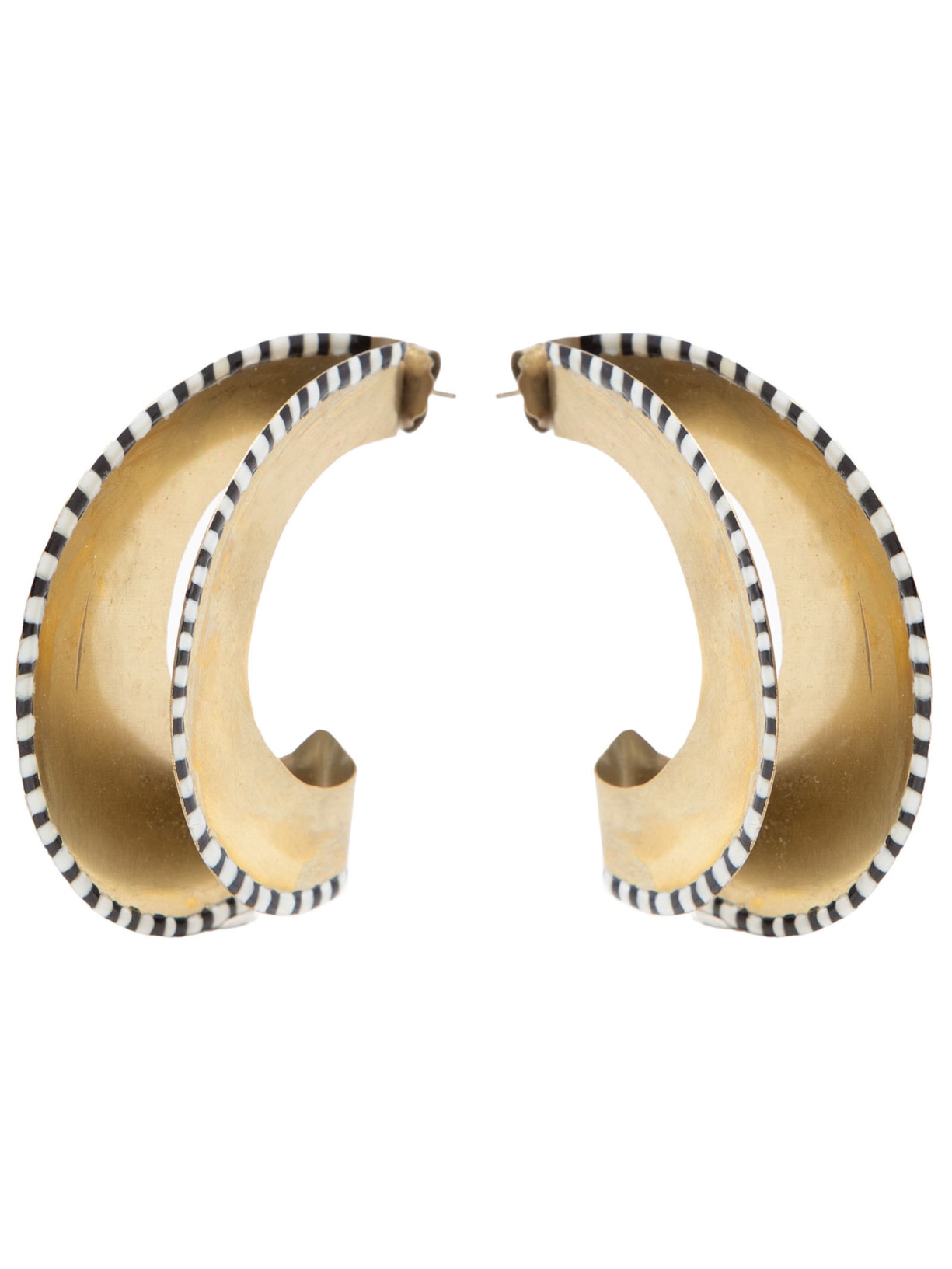 Brinco Feminina Argola Quadros Preto - Dourado