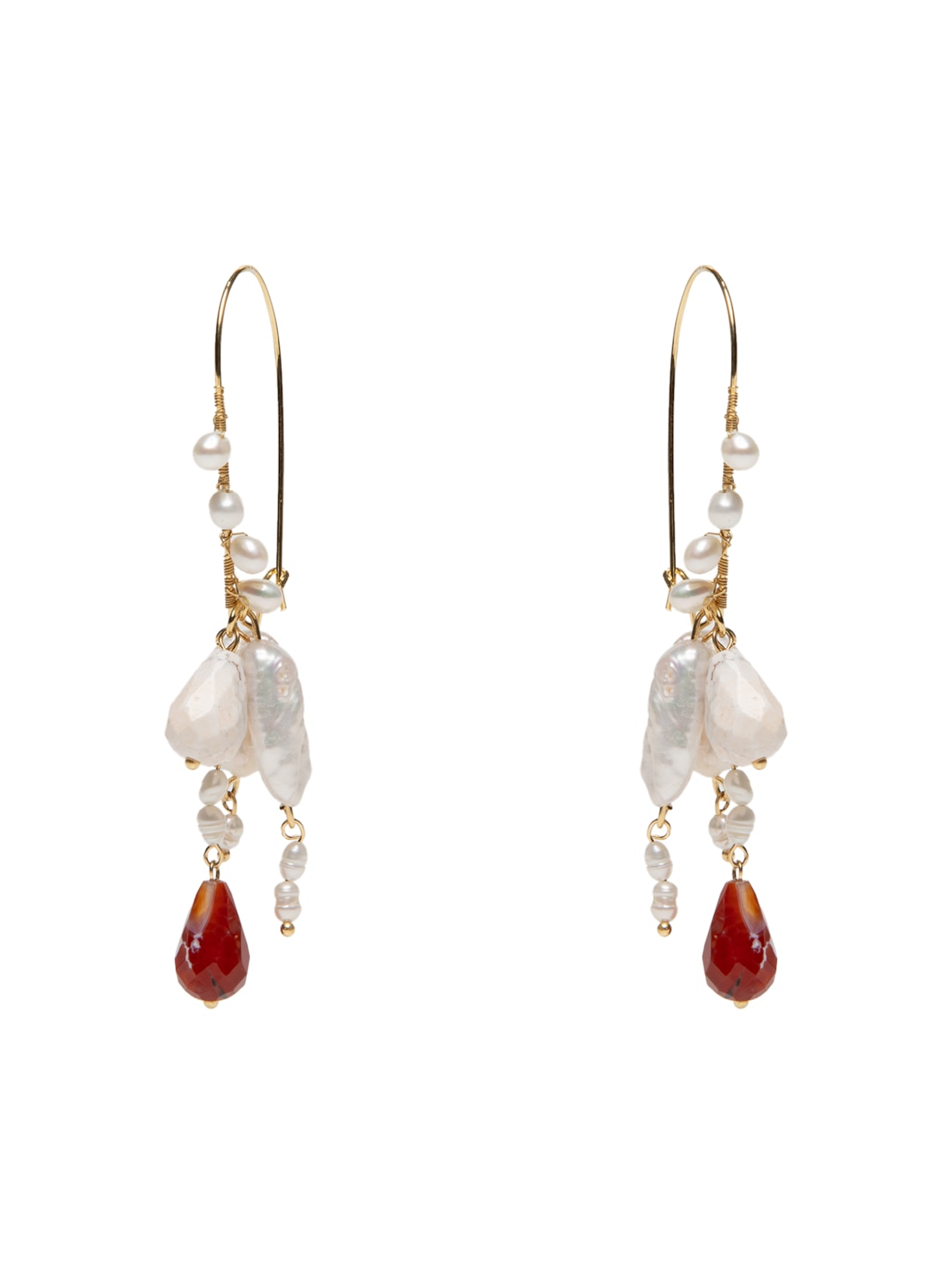 Brinco Feminino Alba De Encaixe Com Pedras Naturais - Dourado