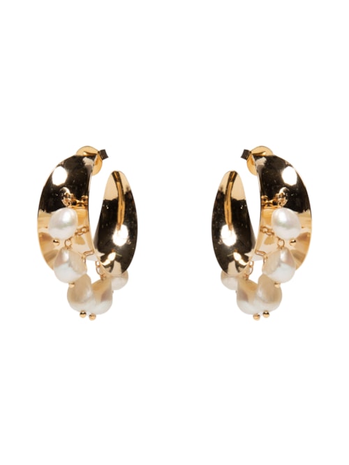 Brinco Feminino Argola Camila Perola - Dourado