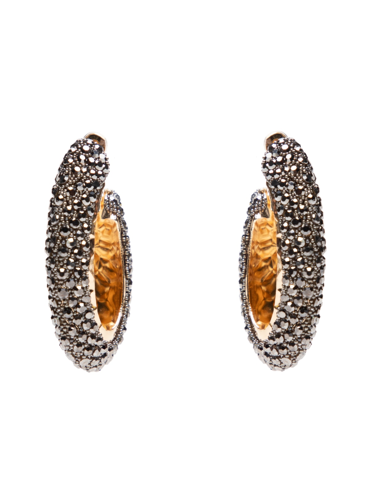 Brinco Feminino Argola Cravejada - Preto