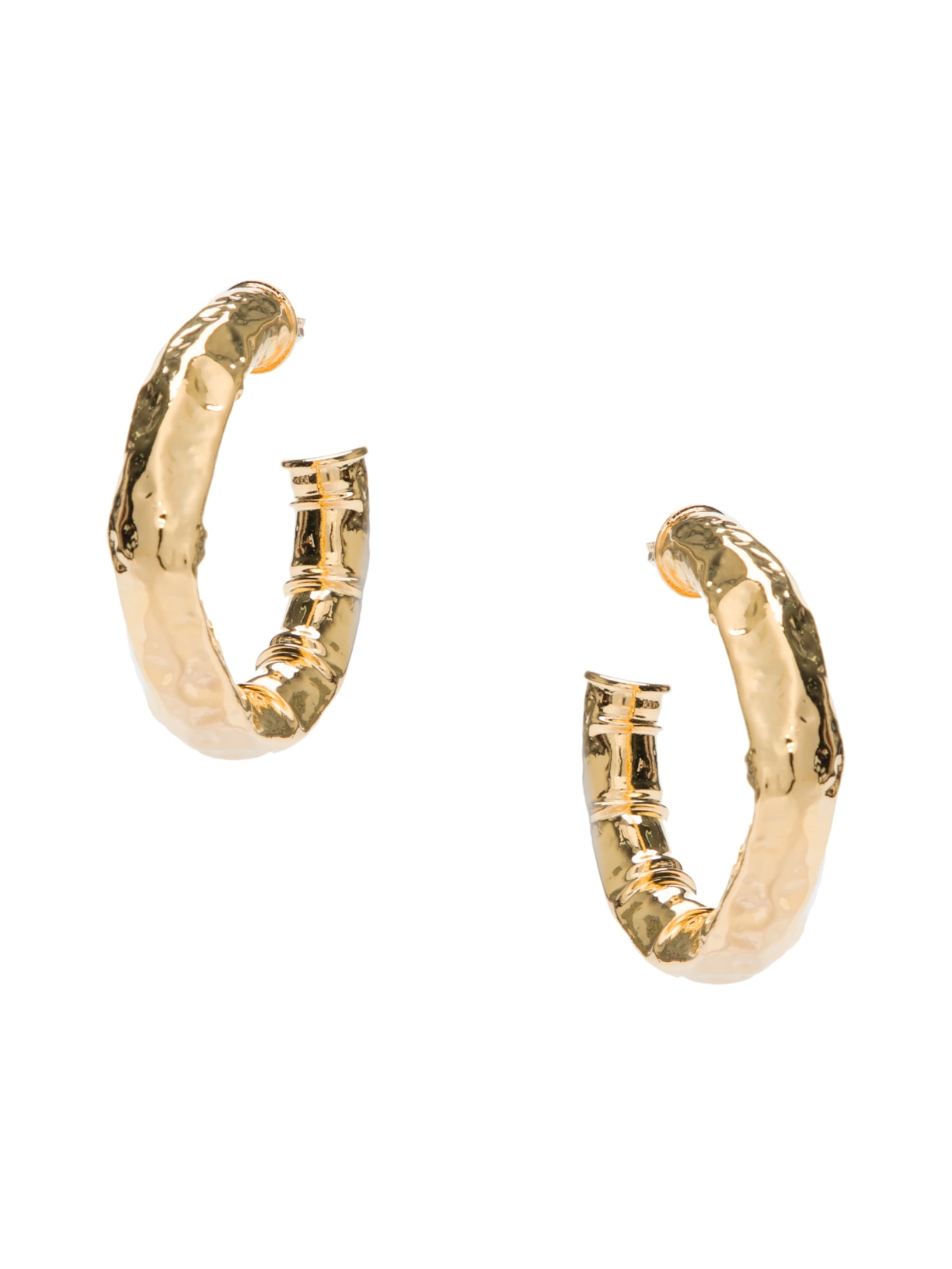 Brinco Feminino Argola G Amassada Conexão Em Metal Ouro M.loures