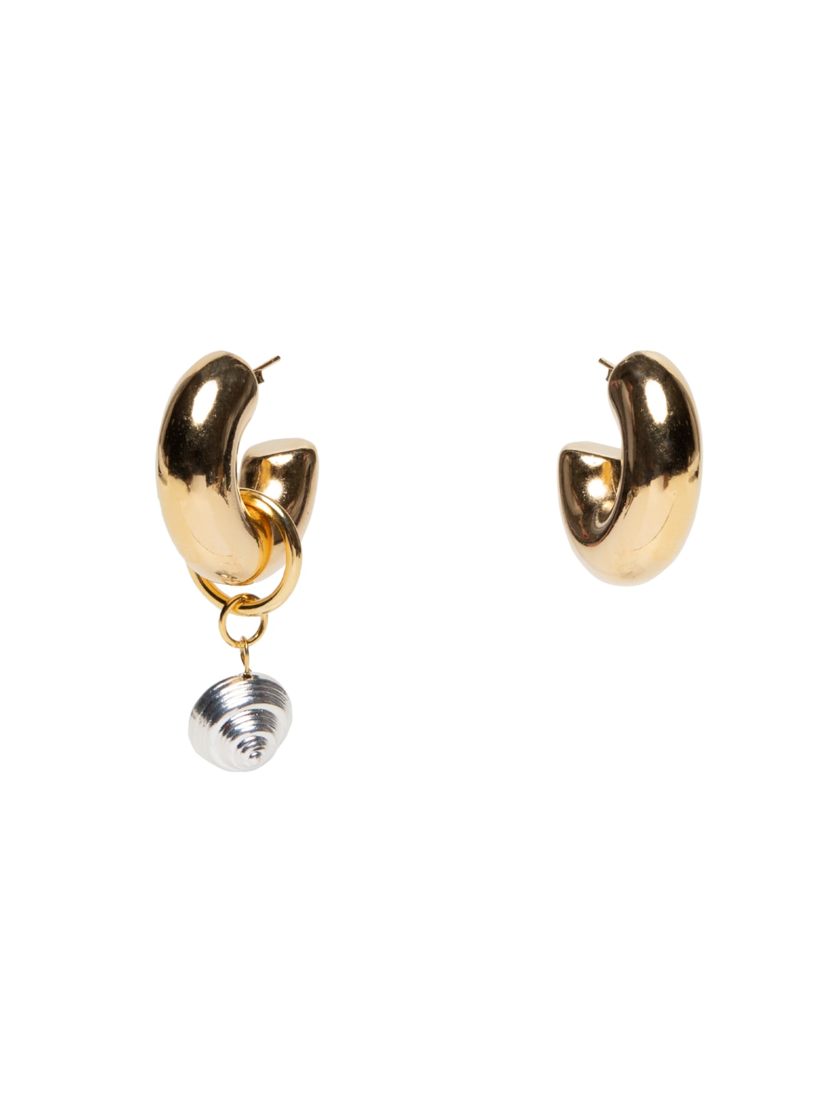 Brinco Feminino Argola Infinito Com Pingente De Concha - Dourado