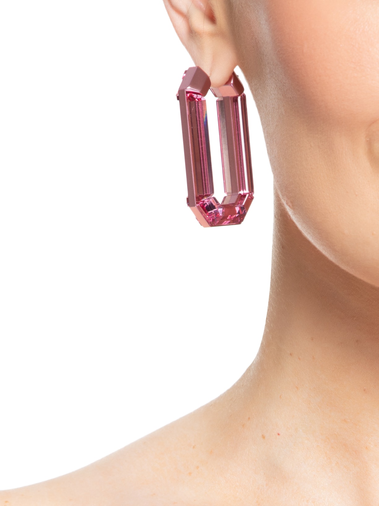 Brinco Feminino Argola Lucent Rosa Swarovski