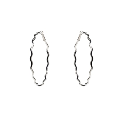 Brinco Feminino Argola Ondulada - Prateado