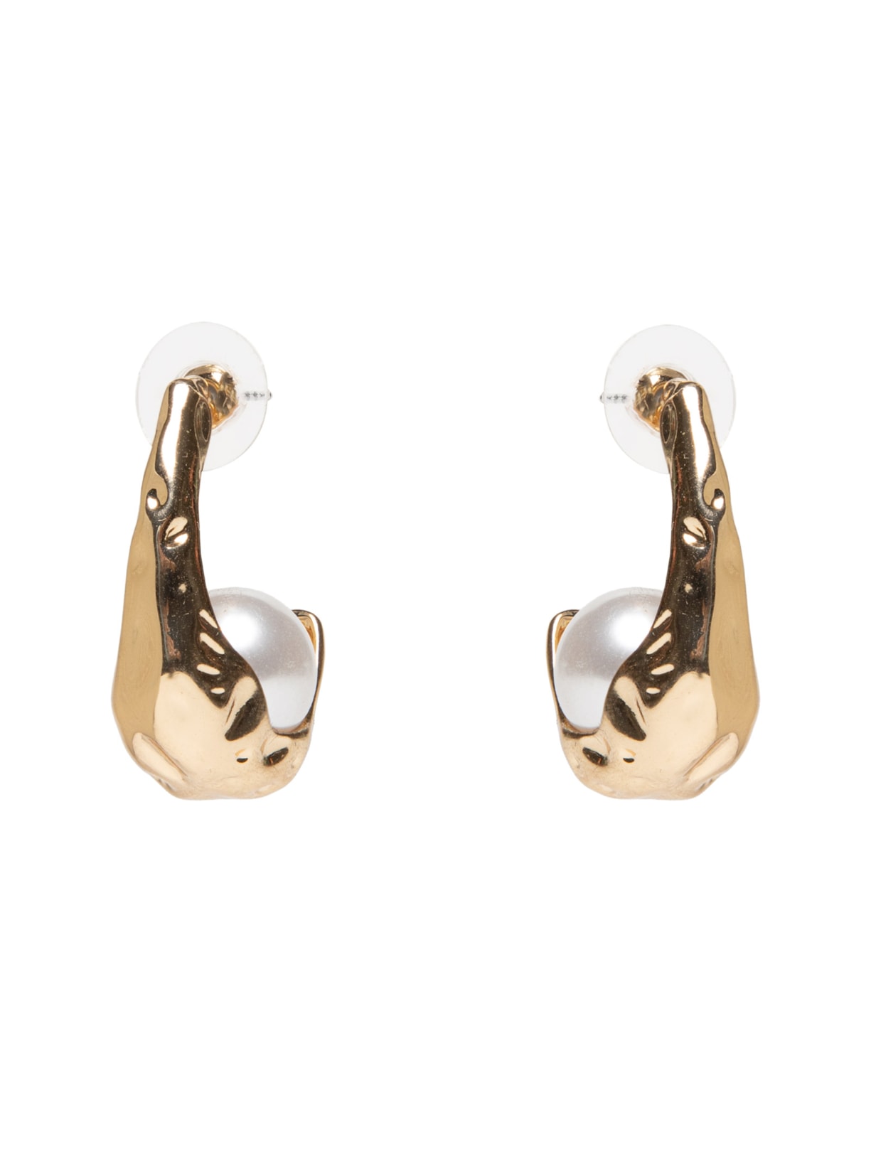 Brinco Feminino Argola Orgânica Com Pérola - Dourado