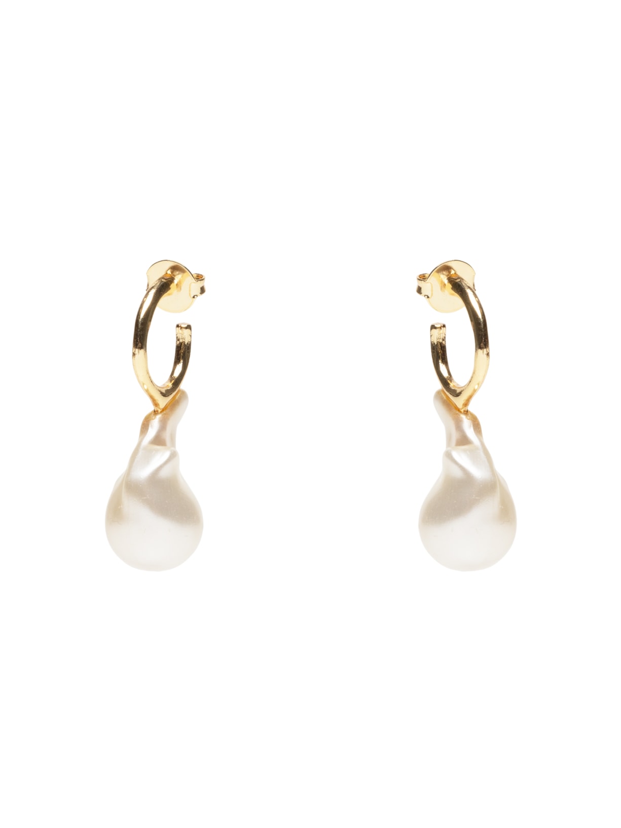 Brinco Feminino Argola Perola Barroca Resina - Dourado