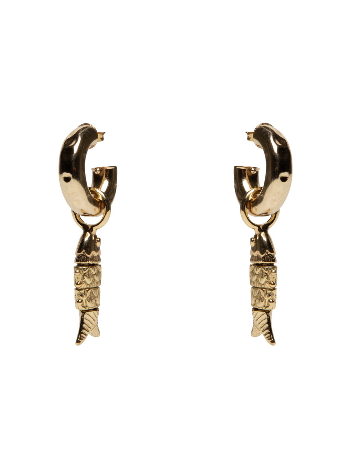 Brinco Feminino Argola Pingente Peixe Articulado - Dourado