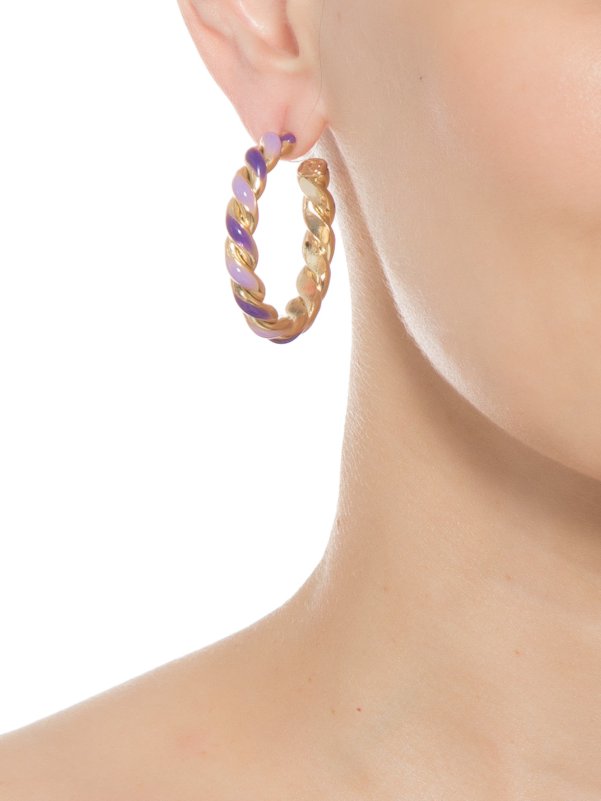 Brinco Feminino Argola Torcida Em Metal Lilás Rosana Bernardes + Maria Braz