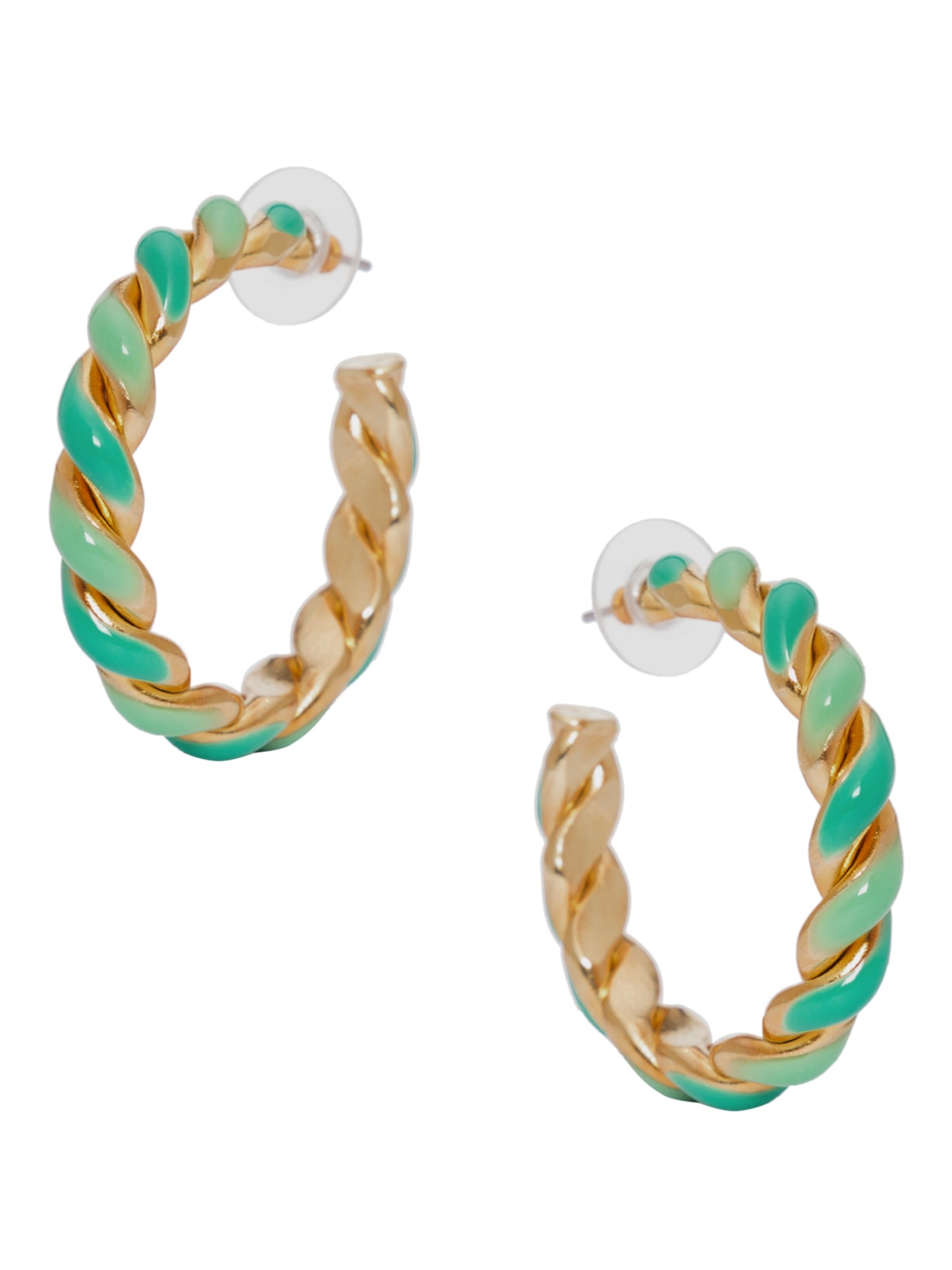 Brinco Feminino Argola Torcida Em Metal - Verde