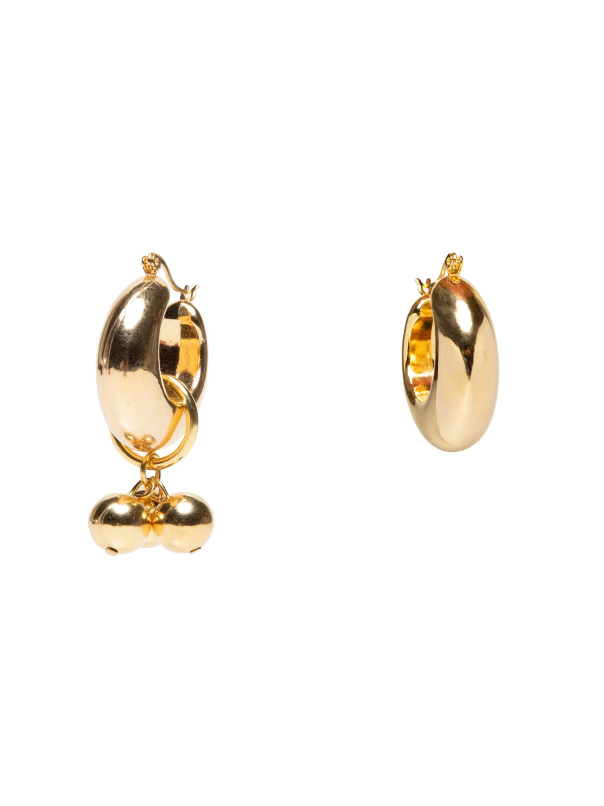 Brinco Feminino Argola Trevo Com Pingente De Esferas - Dourado