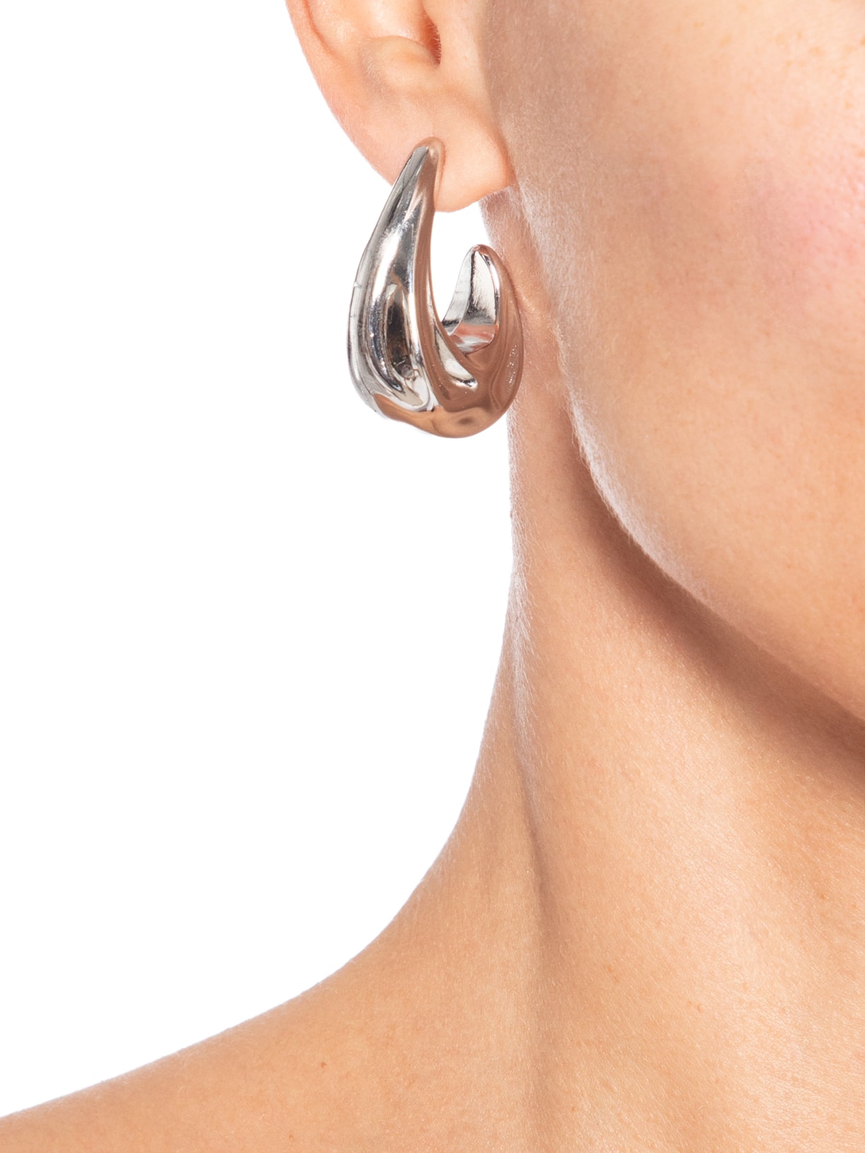 Brinco Feminino Argolas Ovais Prateado Basiq