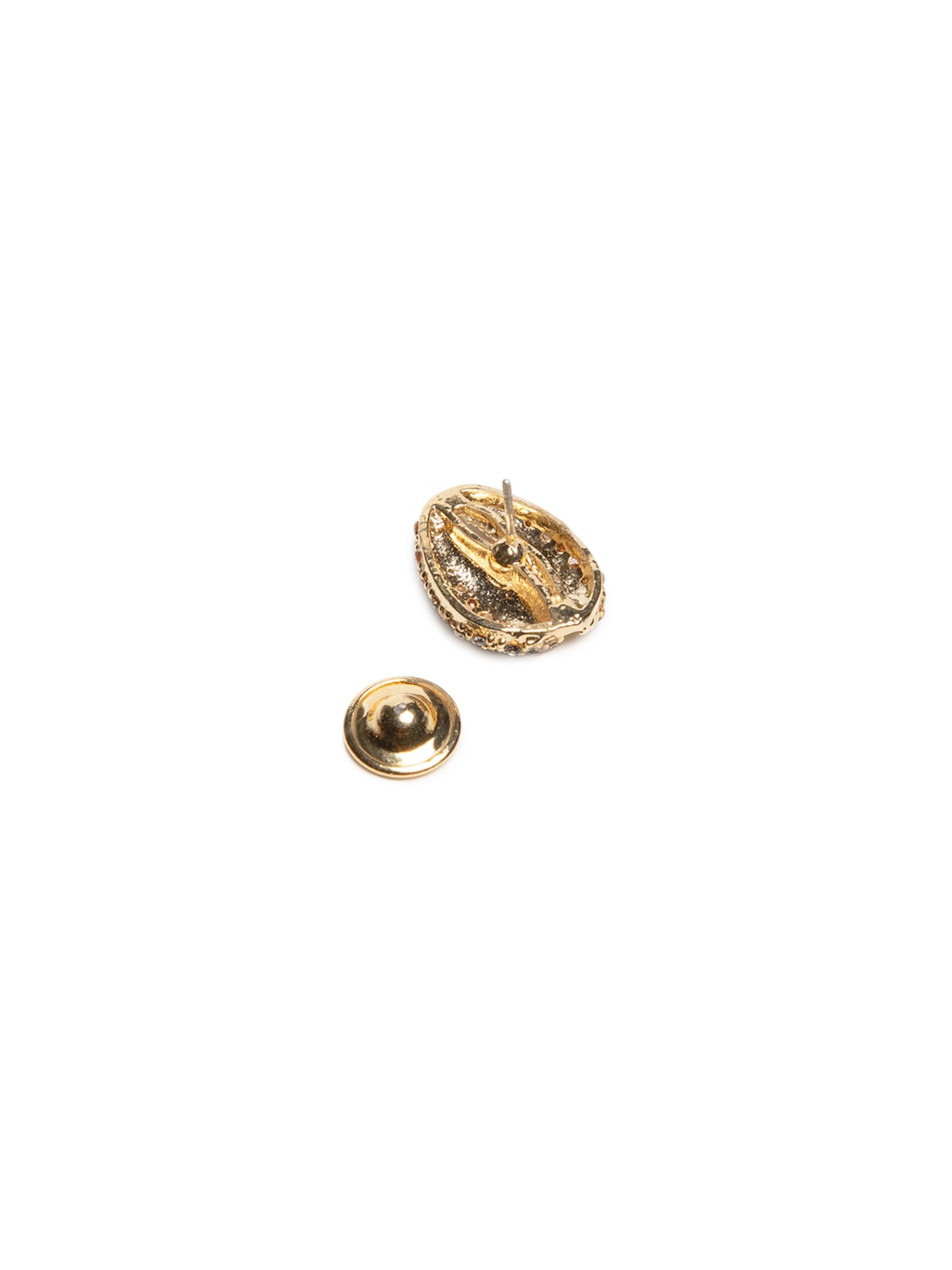 Brinco Feminino Botão Búzio Pave P Dourado Nádia Gimenes