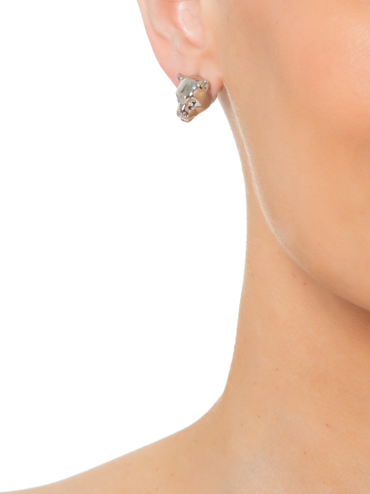 Brinco Feminino Botão Mini Leopardo Prata Nádia Gimenes