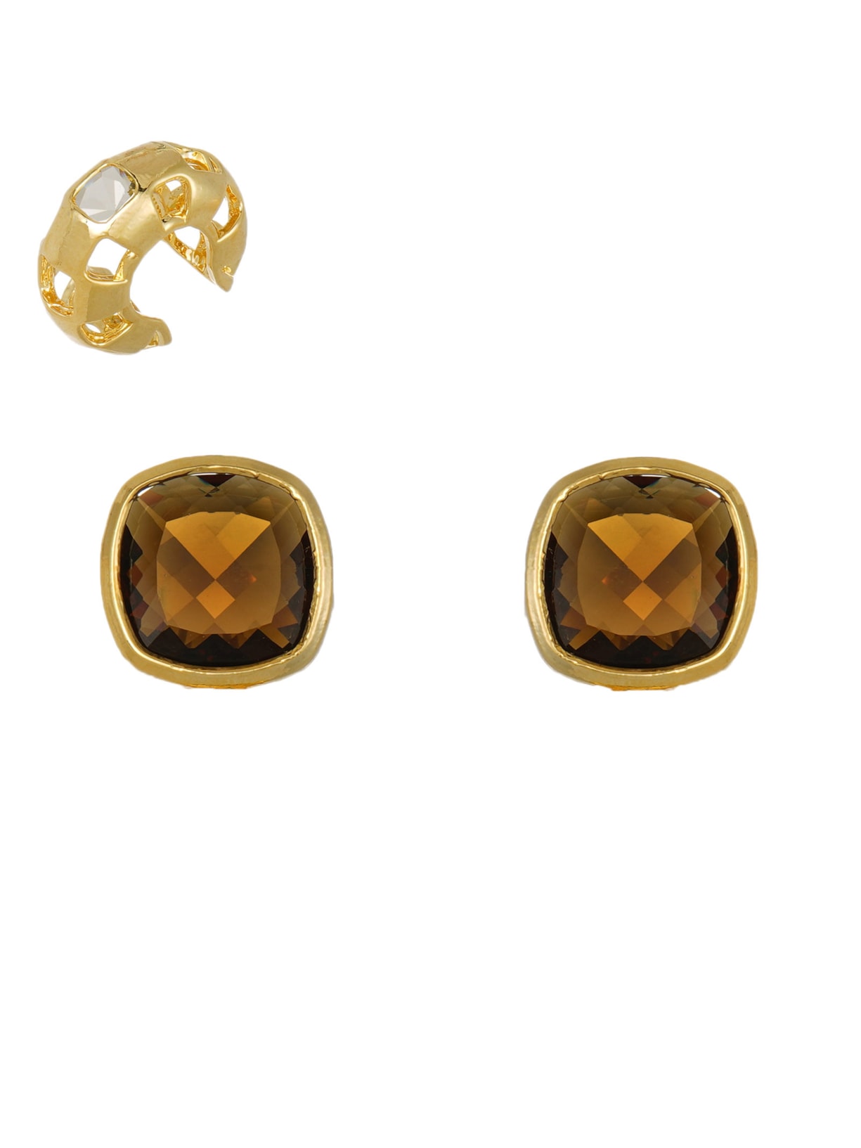 Brinco Feminino Botão Pressão Torre Piercing - Dourado