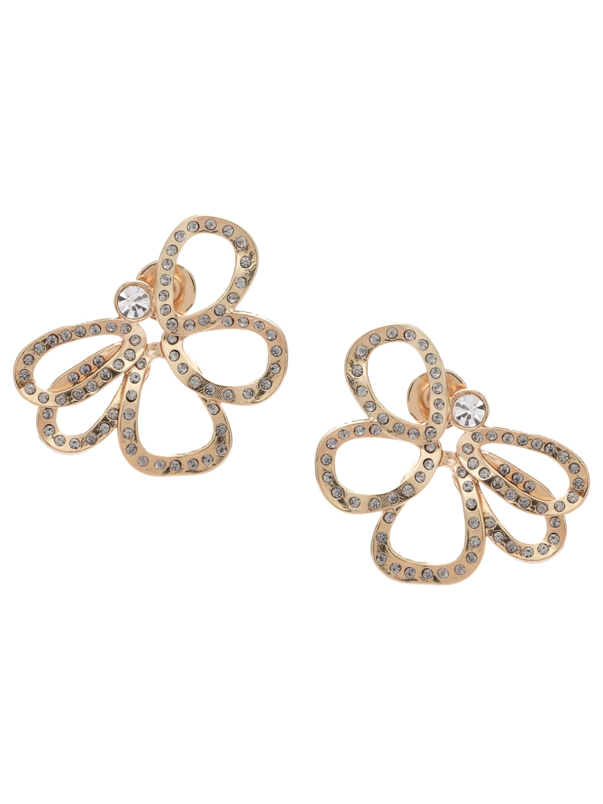 Brinco Feminino Bouganville Strass Em Metal - Dourado