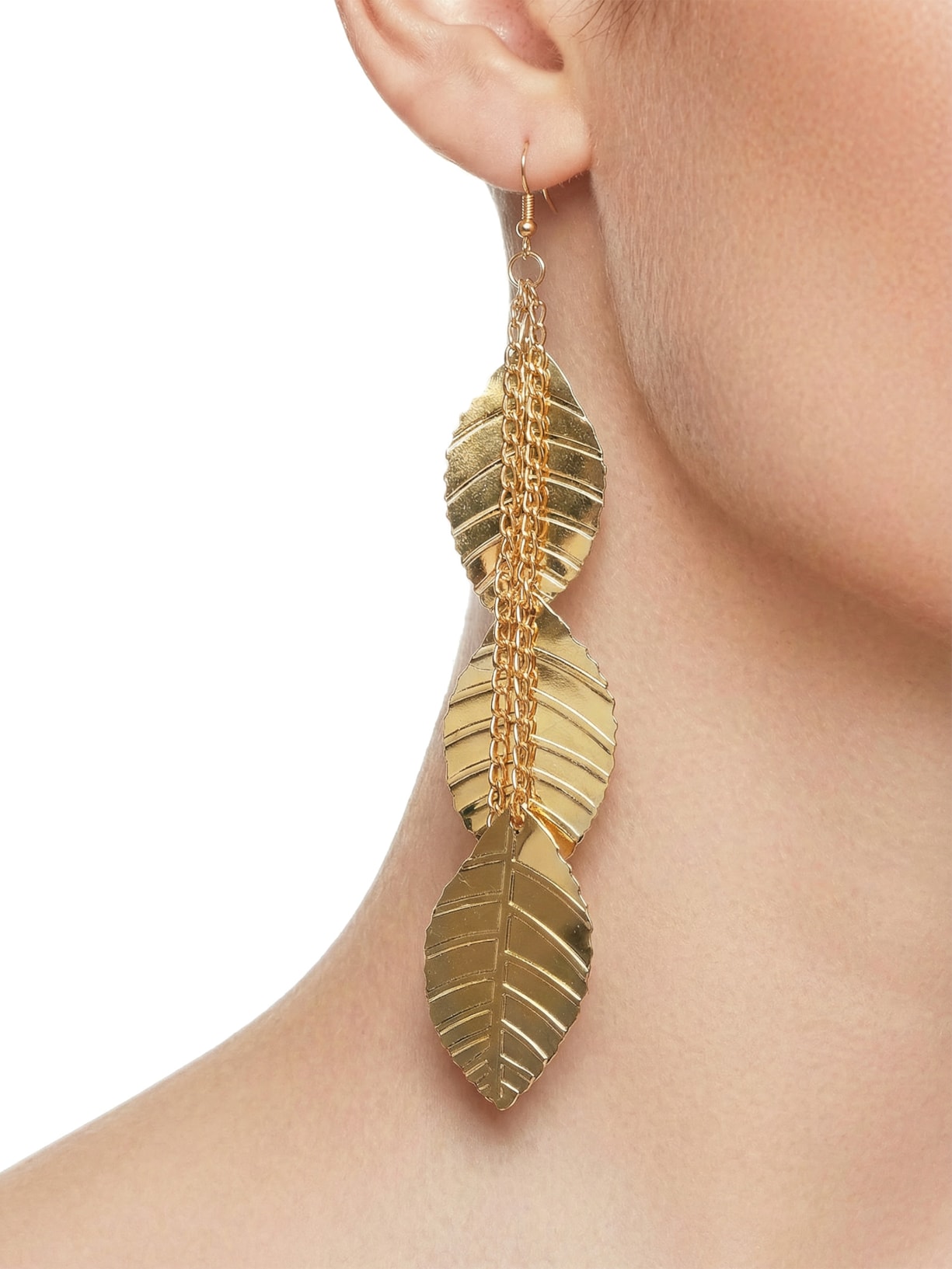 Brinco Feminino Carnaval Folhas Dourado Market 33