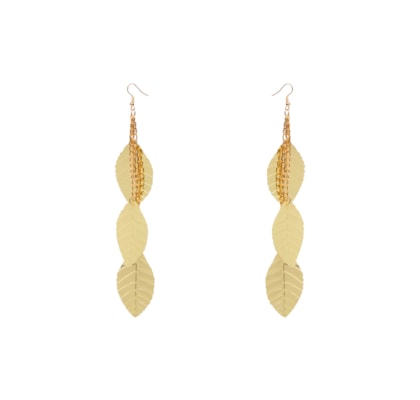Brinco Feminino Carnaval Folhas - Dourado