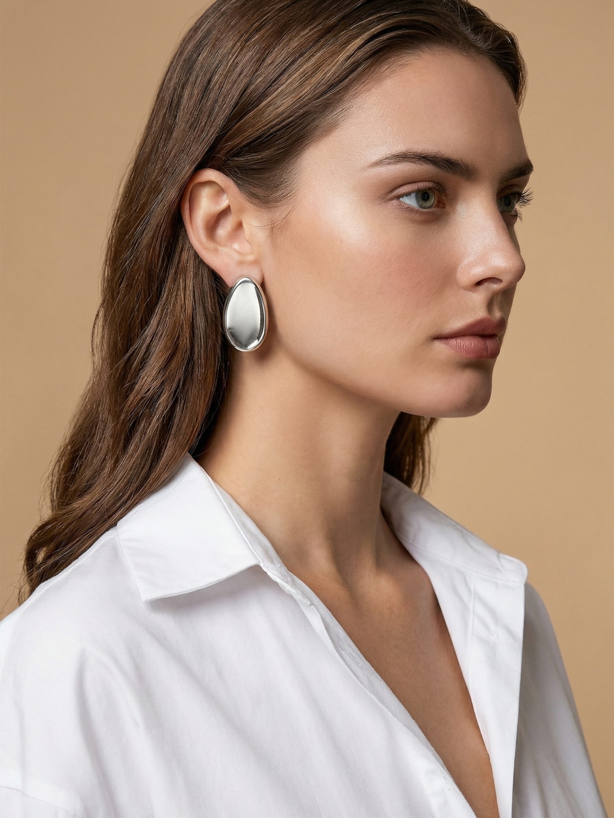 Brinco Feminino Concavo Prateado Basiq