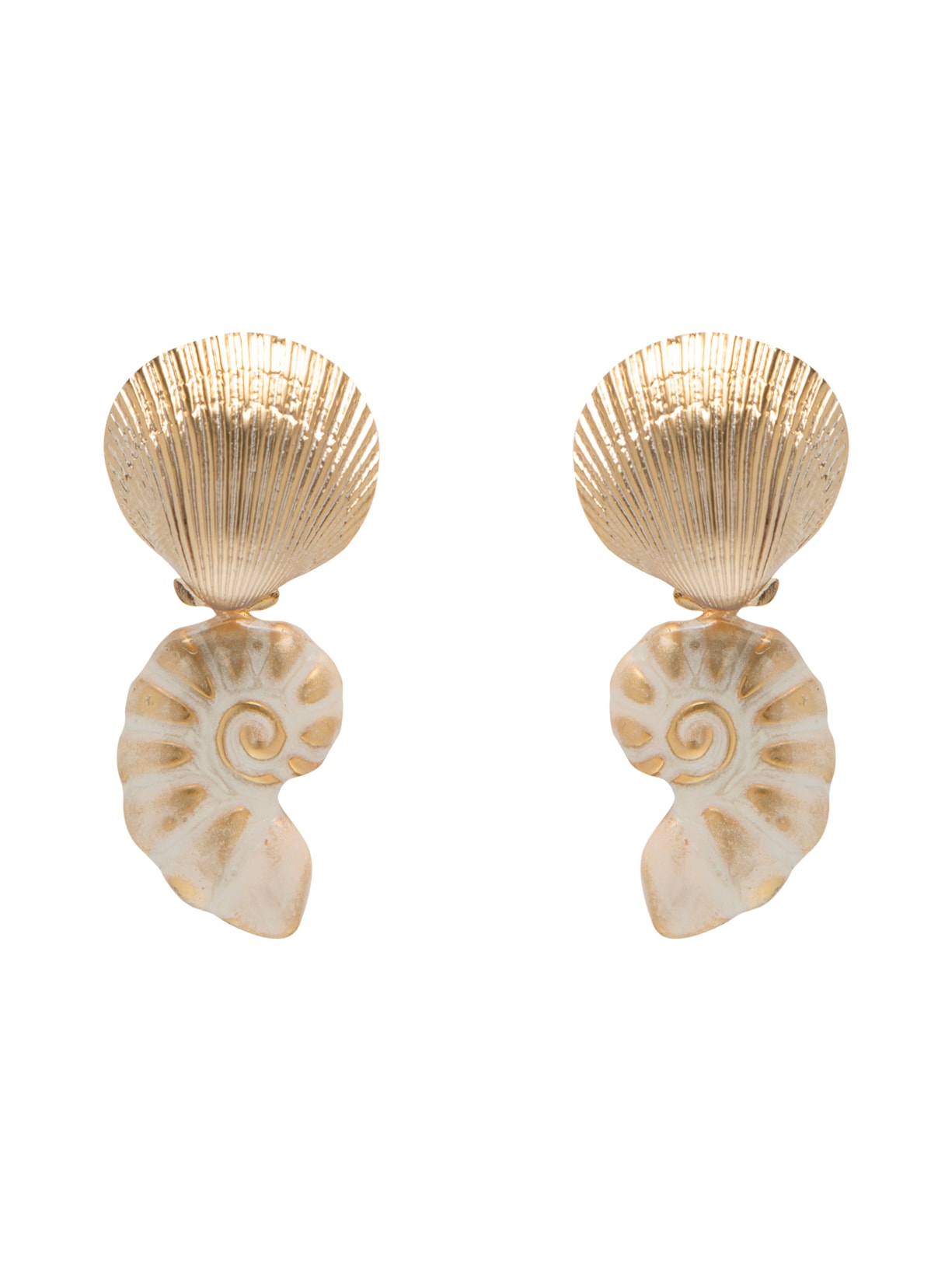 Brinco Feminino Concha Detalhe Esmaltado - Dourado