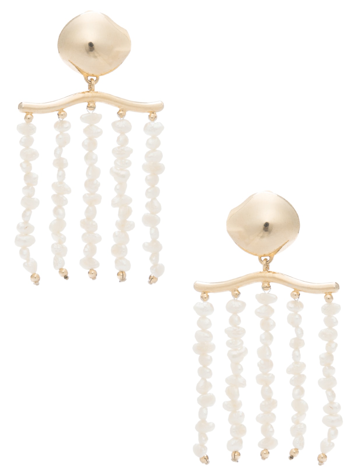 Brinco Feminino De Pérola Gotas De Chuva Em Metal - Dourado