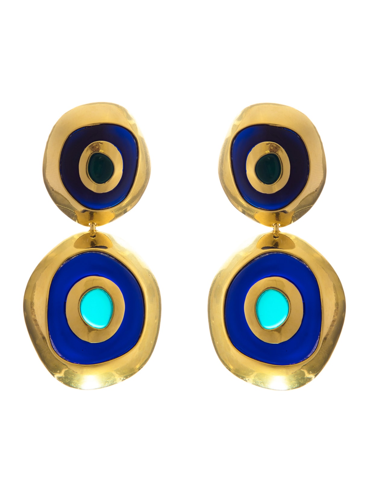 Brinco Feminino De Pressão Duplo Olho Grego - Azul