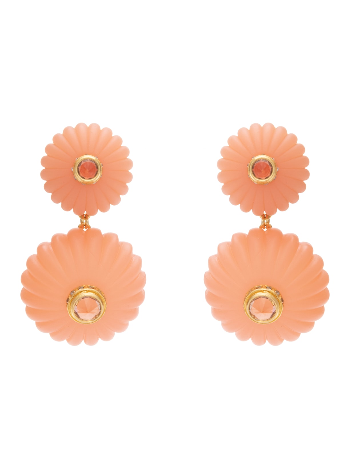 Brinco Feminino Duplo Lamparina M G Em Metal - Laranja