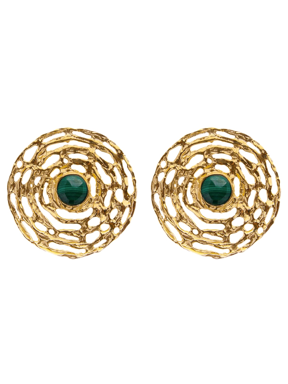 Brinco Feminino Escudo Malaquita - Dourado