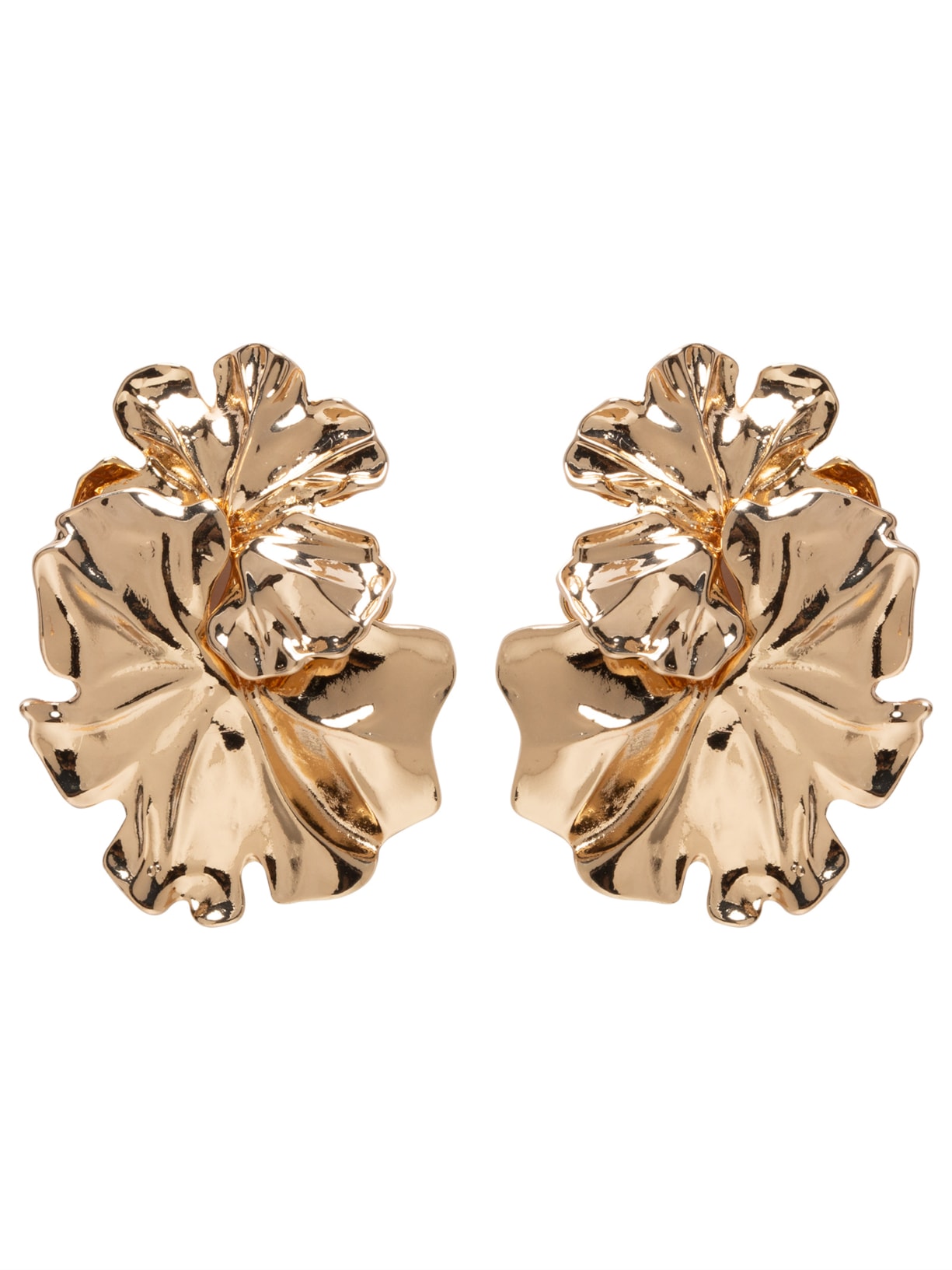 Brinco Feminino Flor Dupla Dourado Market 33
