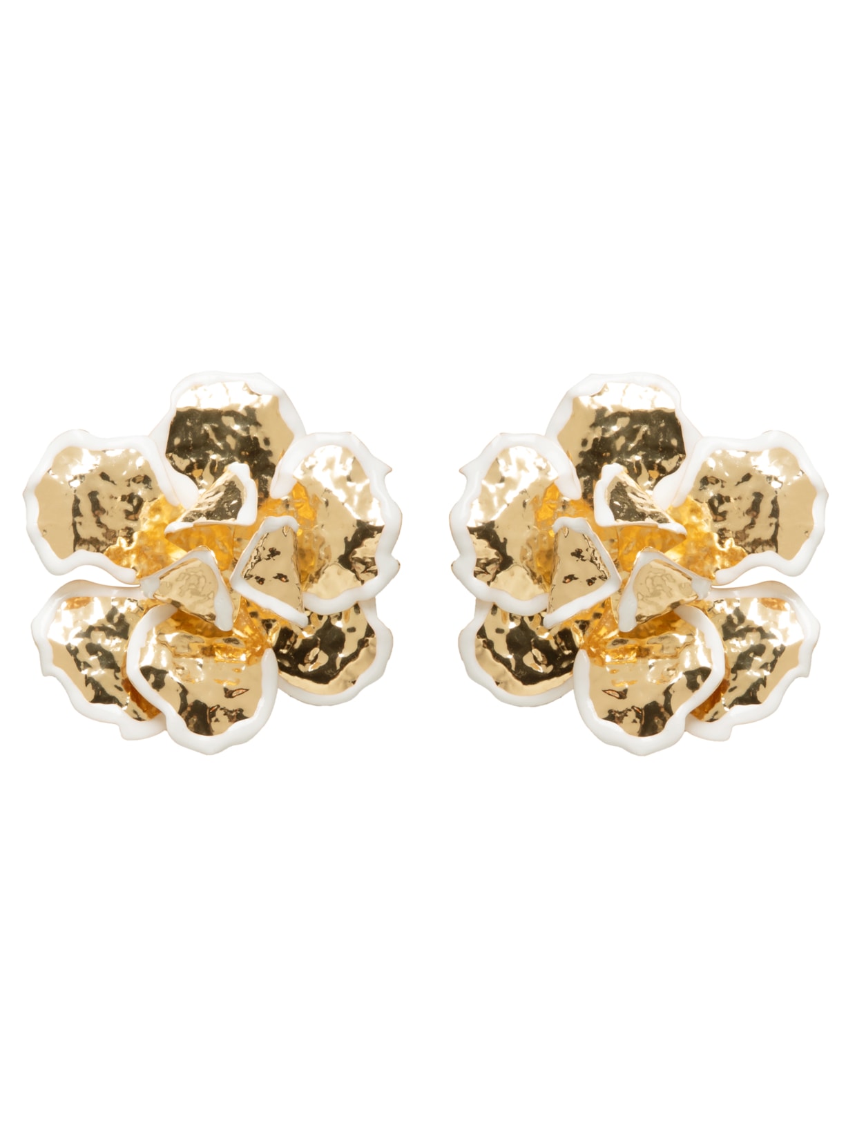 Brinco Feminino Flor em Metal - Branco