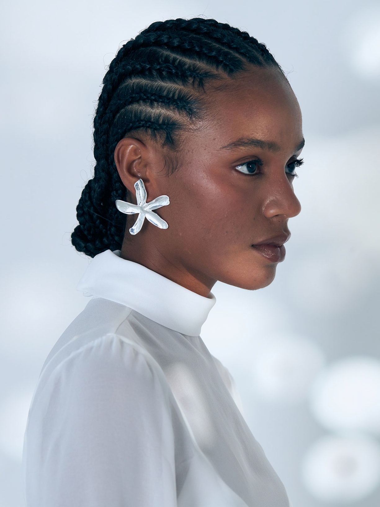 Brinco Feminino Flor Lila Prata Prata Triana