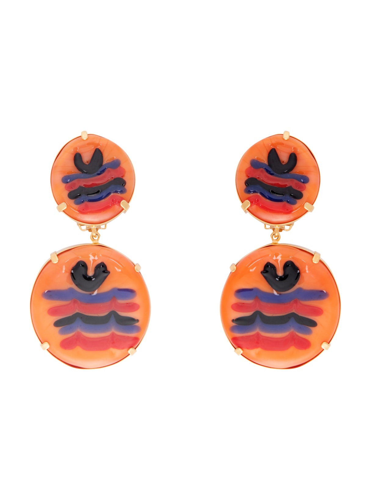 Brinco Feminino Glass Duplo - Laranja