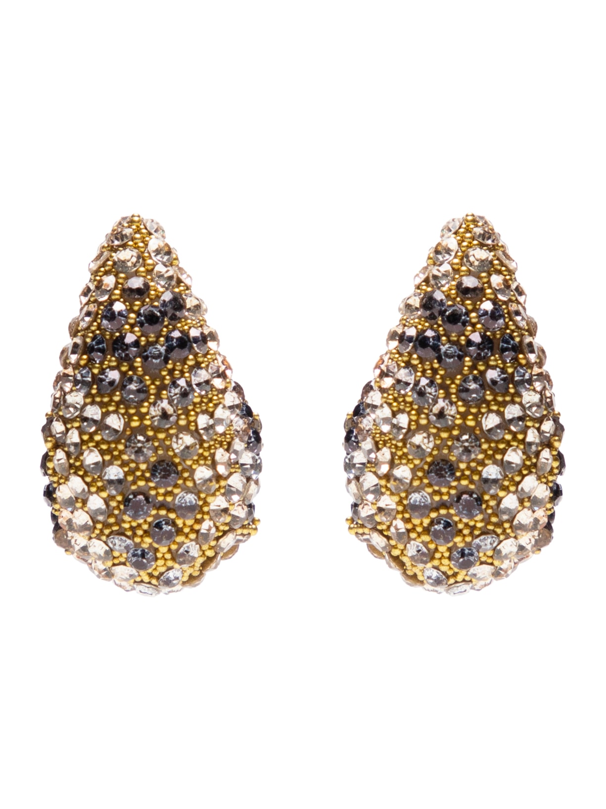 Brinco Feminino Gota Cravejado Bicolor - Dourado