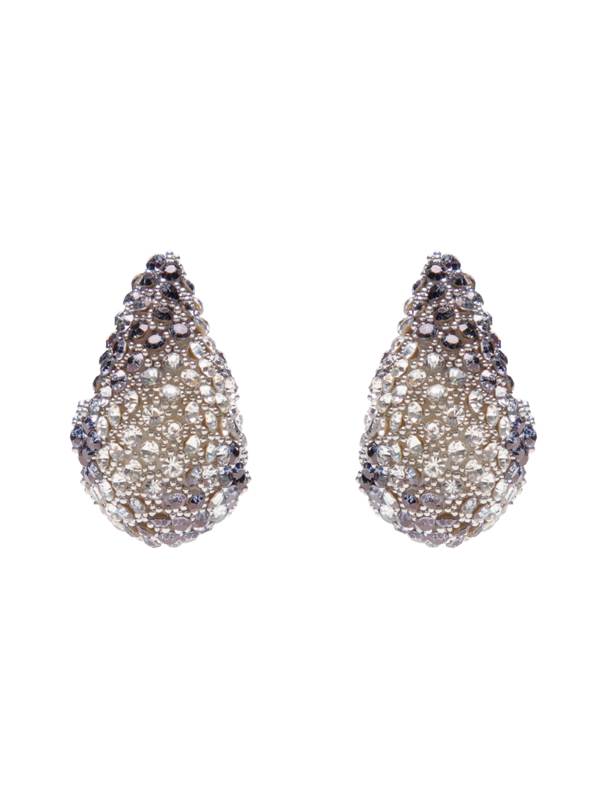 Brinco Feminino Gota Cravejado Bicolor - Prata