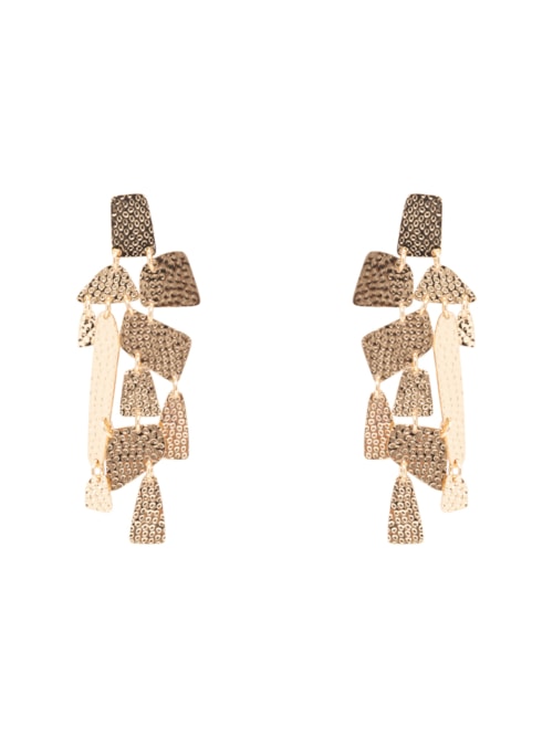 Brinco Feminino Longo Texturizado - Dourado