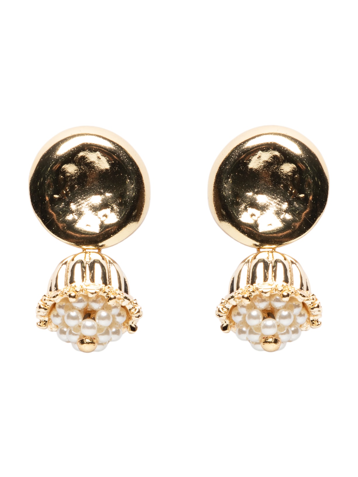 Brinco Feminino Martelado Com Pérolas Dourado '2Essential