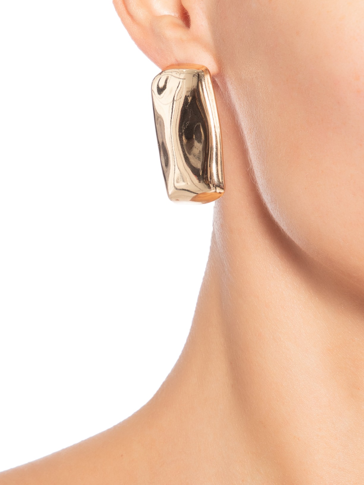 Brinco Feminino Maxi Martelado Dourado Basiq