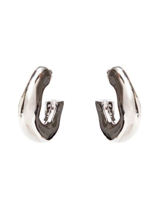 Brinco Feminino Meia Argola Elia 3d - Prata